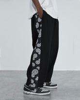 Plus Size Men's Daily Casual Paisley side casual pants